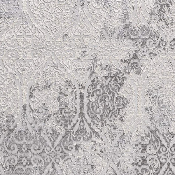 HomeRoots 5' Cream and Gray Ogee Area Rug - Luxurious Power-Loomed Design for Cozy Living Spaces and Style 5' X 8' 393561