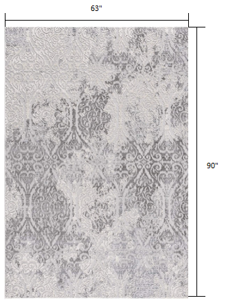 Homeroots 5' X 8' Cream And Gray Tinted Ogee Pattern Area Rug  Polyester 393561