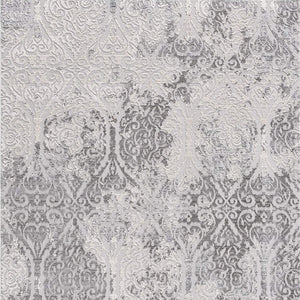 HomeRoots 5' Cream and Gray Ogee Area Rug - Luxurious Power-Loomed Design for Cozy Living Spaces and Style 5' X 8' 393561