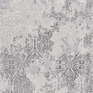 HomeRoots 5' Cream and Gray Ogee Area Rug - Luxurious Power-Loomed Design for Cozy Living Spaces and Style 7' X 10' 393562