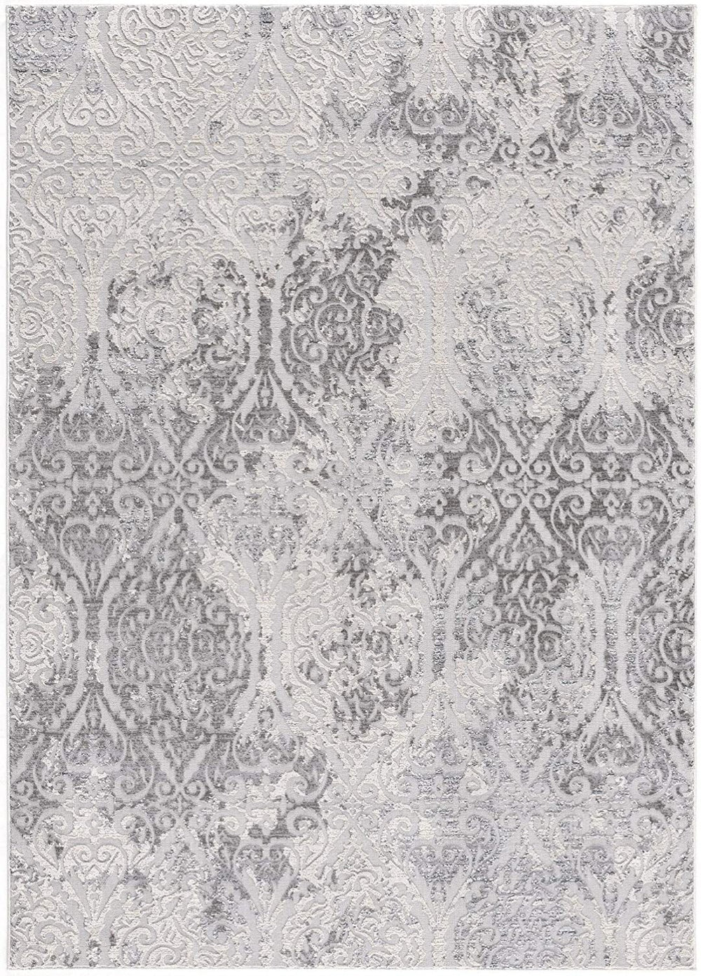 HomeRoots 5' Cream and Gray Ogee Area Rug - Luxurious Power-Loomed Design for Cozy Living Spaces and Style 8' X 11' 393563