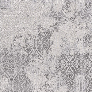 Homeroots 8' X 11' Cream And Gray Tinted Ogee Pattern Area Rug  Polyester 393563