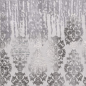 Homeroots 15' Gray Damask Power Loom Runner Rug  Polyester 393568