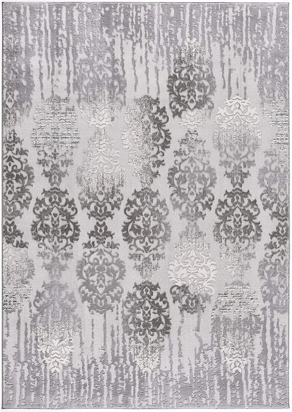 HomeRoots 4' Gray and Ivory Damask Area Rug - Timeless Elegance and Comfort for Any Room's Décor Style 5' X 7' 393575