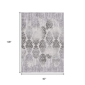 HomeRoots 4' Gray and Ivory Damask Area Rug - Timeless Elegance and Comfort for Any Room's Décor Style 8' X 10' 393577