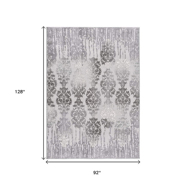 HomeRoots 4' Gray and Ivory Damask Area Rug - Timeless Elegance and Comfort for Any Room's Décor Style 8' X 10' 393577