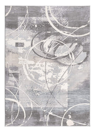 HomeRoots 5' Gray Abstract Area Rug - Contemporary Power-Loomed Design for Modern Living Spaces and Comfort 5' X 7' 393585