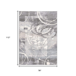 HomeRoots 5' Gray Abstract Area Rug - Contemporary Power-Loomed Design for Modern Living Spaces and Comfort 6' X 9' 393586