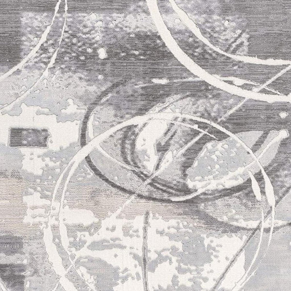 HomeRoots 5' Gray Abstract Area Rug - Contemporary Power-Loomed Design for Modern Living Spaces and Comfort 6' X 9' 393586