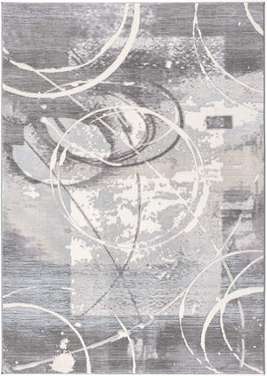 HomeRoots 5' Gray Abstract Area Rug - Contemporary Power-Loomed Design for Modern Living Spaces and Comfort 6' X 9' 393586