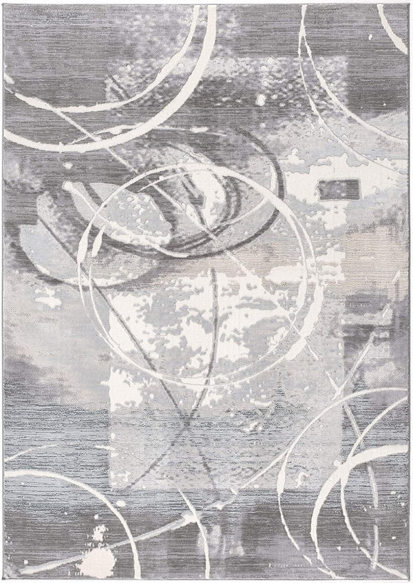 HomeRoots 5' Gray Abstract Area Rug - Contemporary Power-Loomed Design for Modern Living Spaces and Comfort 6' X 9' 393586