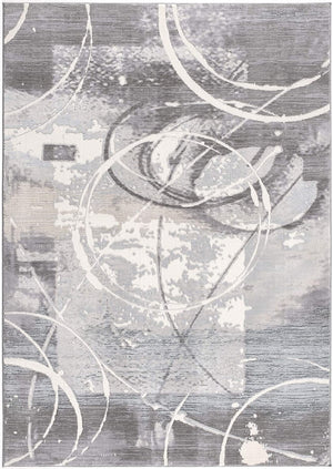 HomeRoots 5' Gray Abstract Area Rug - Contemporary Power-Loomed Design for Modern Living Spaces and Comfort 8' X 10' 393587