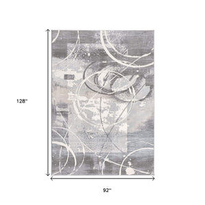 HomeRoots 5' Gray Abstract Area Rug - Contemporary Power-Loomed Design for Modern Living Spaces and Comfort 8' X 10' 393587