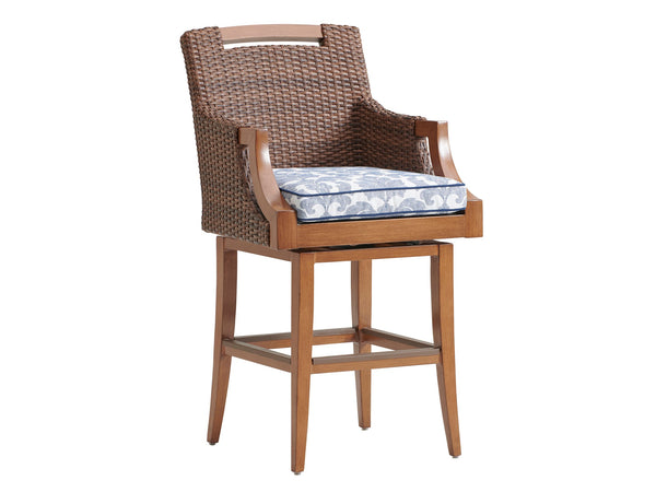 Lexington Tommy Bahama Outdoor 3935 Tommy Bahama Harbor Isle Swivel Stool - Coastal Style, Plush Comfort, Elegant Outdoor Living  Wood 3935-16sw-40