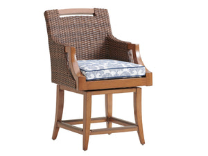 Lexington Tommy Bahama Outdoor 3935 Tommy Bahama Harbor Isle Swivel Stool - Coastal Style, Plush Comfort, Elegant Outdoor Living  Wood 3935-17sw-40