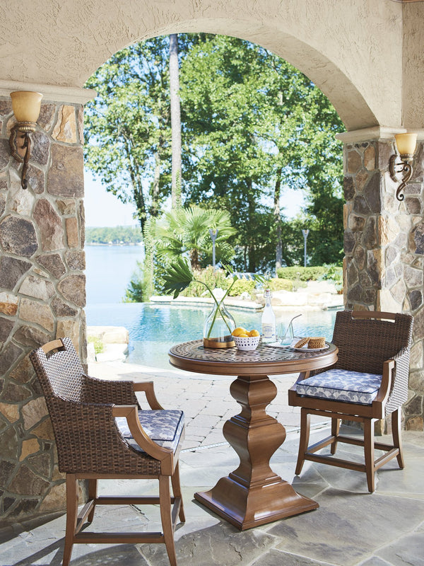 Lexington Tommy Bahama Outdoor 3935 Tommy Bahama Harbor Isle Swivel Stool - Coastal Style, Plush Comfort, Elegant Outdoor Living  Wood 3935-17sw-40