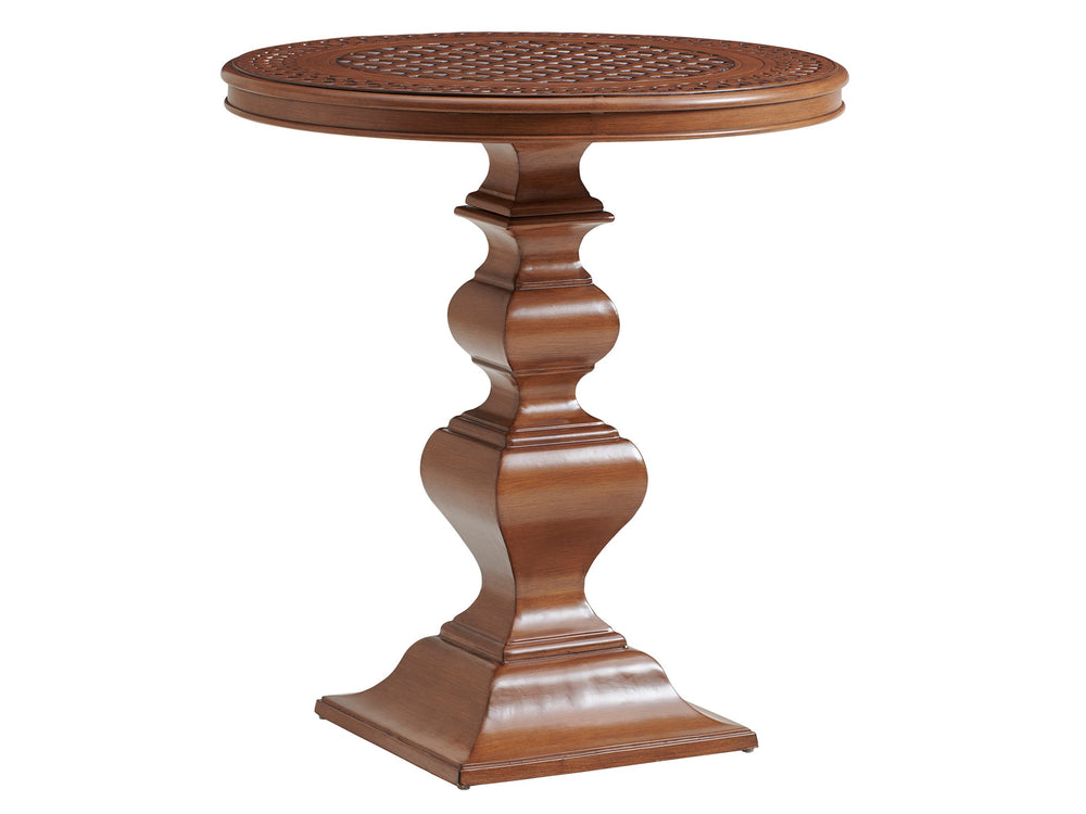Lexington Tommy Bahama Outdoor 3935-873c Elegant High/Low Bistro Table With Handcrafted Aluminum Top And Coastal Aesthetic Design Walnut Wood 3935-873c