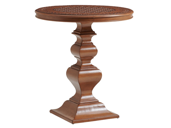 Lexington Tommy Bahama Outdoor 3935-873c Elegant High/Low Bistro Table With Handcrafted Aluminum Top And Coastal Aesthetic Design Walnut Wood 3935-873c