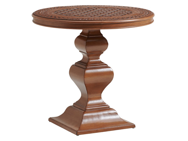 Lexington Tommy Bahama Outdoor 3935-873c Elegant High/Low Bistro Table With Handcrafted Aluminum Top And Coastal Aesthetic Design Walnut Wood 3935-873c