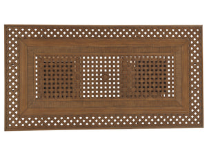 Lexington Tommy Bahama Outdoor 3935-877c Coastal Style Rectangular Dining Table With Elegant Basket Weave Top And Umbrella Insert Walnut Wood 3935-877c