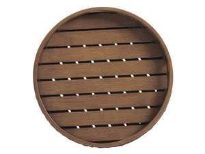 Lexington Tommy Bahama Outdoor 3935-950 Coastal Round Accent Table With Woven Wicker, Removable Tray, And Stylish Storage Solution Walnut Wood 3935-950