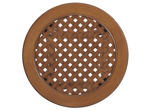 Lexington Tommy Bahama Outdoor 3935-955 Coastal Round End Table With Elegant Woven Top And Turned Legs For Stylish Outdoor Living Walnut Wood 3935-955