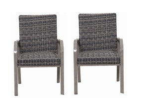 English Elm 2pc Outdoor Dining Chairs Iron Frame Rattan Detail Cotton Seat Garden Patio Set W3990P436954