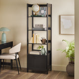 Holmes Modern Narrow Bookcase with Reeded Drawer Black WEHOL41OS2BL0 Walker Edison