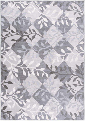 HomeRoots 7' Gray Diamond and Vines Area Rug – Elegant Botanical Design for Modern Living Spaces and Cozy Feel 7' X 10' 393600