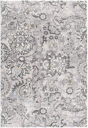 Homeroots 4' X 6' Gray Modern Jacobean Floral Area Rug  Polyester 393608