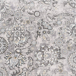Homeroots 5' X 7' Gray Damask Power Loom Area Rug  Polyester 393609