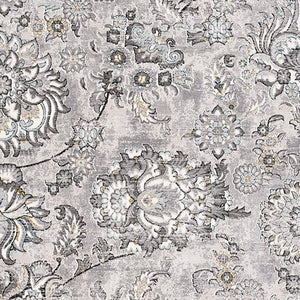 Homeroots 5' X 7' Gray Damask Power Loom Area Rug  Polyester 393609