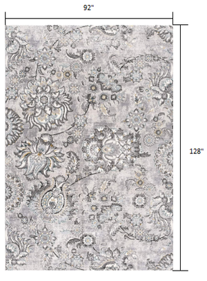 Homeroots 8' X 10' Gray Damask Power Loom Area Rug  Polyester 393611