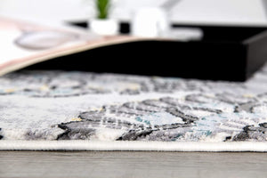 Homeroots 9' X 12' Gray And Ivory Floral Power Loom Area Rug  Polyester 393612