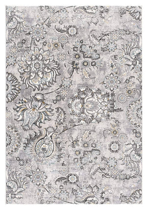 Homeroots 9' X 12' Gray And Ivory Floral Power Loom Area Rug  Polyester 393612