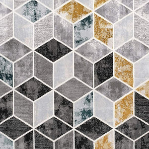 Homeroots 5' X 7' Gray Geometric Power Loom Area Rug  Polyester 393614