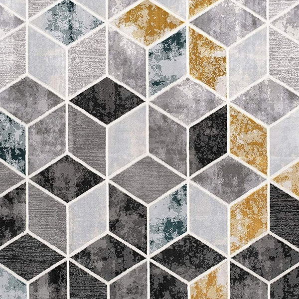 Homeroots 5' X 7' Gray Geometric Power Loom Area Rug  Polyester 393614