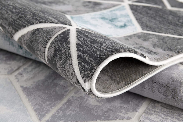 Homeroots 8' X 10' Gray Geometric Power Loom Area Rug  Polyester 393616