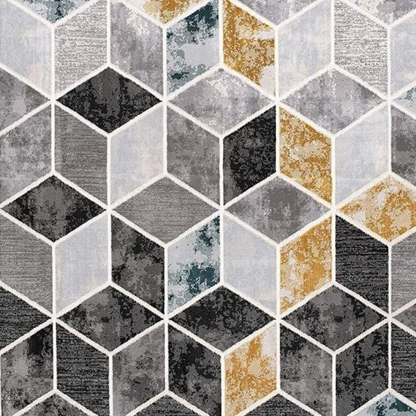 HomeRoots 8' Gray Geometric Power Loom Area Rug – Modern Elegance with Plush Comfort for Stylish Interiors 8' X 10' 393616