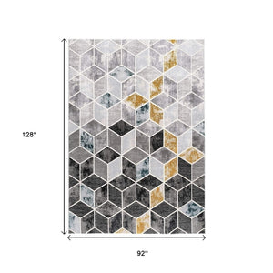 HomeRoots 8' Gray Geometric Power Loom Area Rug – Modern Elegance with Plush Comfort for Stylish Interiors 8' X 10' 393616