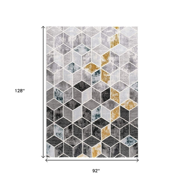 HomeRoots 8' Gray Geometric Power Loom Area Rug – Modern Elegance with Plush Comfort for Stylish Interiors 8' X 10' 393616