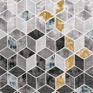 HomeRoots 8' Gray Geometric Power Loom Area Rug – Modern Elegance with Plush Comfort for Stylish Interiors 8' X 10' 393616