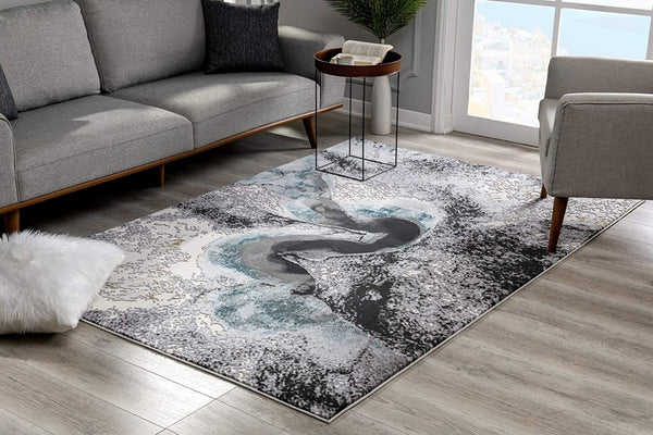 HomeRoots 8' Gray Abstract Power Loom Area Rug – Modern Design, Cozy Comfort, Plush Pile for Any Room Decor 8' X 10' 393621