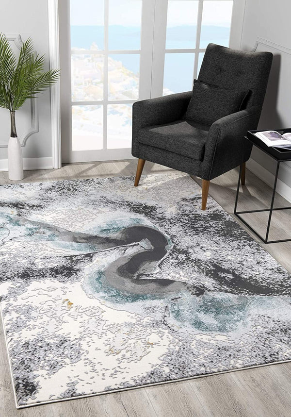 HomeRoots 8' Gray Abstract Power Loom Area Rug – Modern Design, Cozy Comfort, Plush Pile for Any Room Decor 8' X 10' 393621