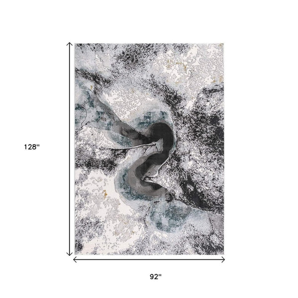 HomeRoots 8' Gray Abstract Power Loom Area Rug – Modern Design, Cozy Comfort, Plush Pile for Any Room Decor 8' X 10' 393621
