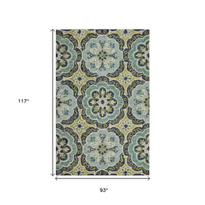 HomeRoots 8' Green Wool Geometric Area Rug - Hand-Tufted Comfort & Modern Style for Any Room Decor 8' x 10' 393631
