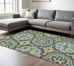 HomeRoots 8' Green Wool Geometric Area Rug - Hand-Tufted Comfort & Modern Style for Any Room Decor 8' x 10' 393631