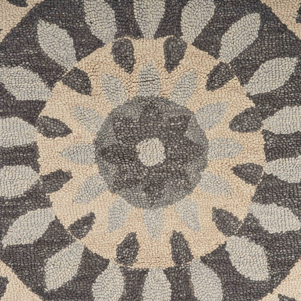 HomeRoots 6' Gray Wool Geometric Hand-Tufted Area Rug - Elevate Your Space with Timeless Texture and Style 6' Round 393638