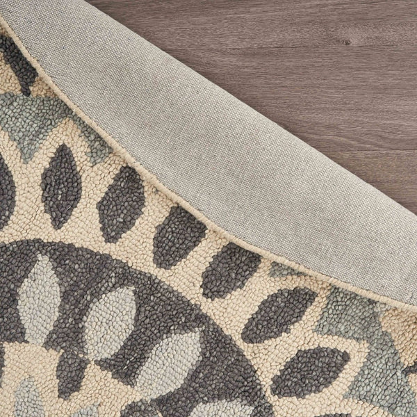 HomeRoots 6' Gray Wool Geometric Hand-Tufted Area Rug - Elevate Your Space with Timeless Texture and Style 6' Round 393638