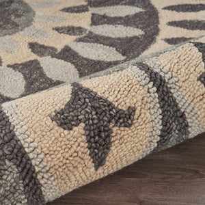 HomeRoots 6' Gray Wool Geometric Hand-Tufted Area Rug - Elevate Your Space with Timeless Texture and Style 6' Round 393638